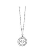 10kt White Gold Diamond Rhythm of Love Round Halo Pendant 1/5ctw