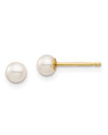 Duckling Spark 14k Madi K 3-4mm White Round Freshwater Cultured Pearl Post Earrings with Silicone Backs