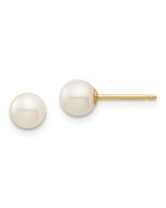 Bubbles Bear 14k Madi K 5-6mm White Round Freshwater Cultured Pearl Post Earrings with Silicone Backs
