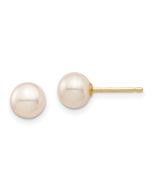 Sparkle Bear 14k Madi K 6-7mm White Round Freshwater Cultured Pearl Post Earrings with Silicone Backs