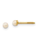 Glow Shine 14k Madi K 2.5-3.5mm White Button Freshwater Cultured Pearl Screwback Post Earrings