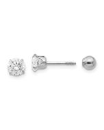 Twinkle Cloud 14k Madi K White Gold 5mm CZ and 4mm Ball Reversible Earrings