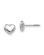 Kitten Bear 14k Madi K White Gold Puff Heart Post Earrings