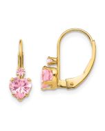 Sunny 14k Madi K Pink CZ Heart Leverback Earrings