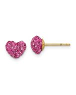 Sprout Cloud 14k Madi K Post Multi Pink Crystal Heart Earrings