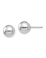 Fluffy Spark 14k White Gold Madi K Polished 8mm Ball Post Earrings