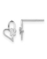 Dreamy Star 14k White Gold Madi K Heart W/Butterfly Post Earrings