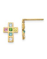 Doodle Nest 14k Madi K Multi-colored CZ Cross Post Earrings