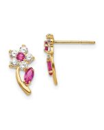 Pebble 14k Madi K Clear & Red CZ Flower Post Earrings