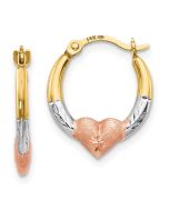Sunny 14K w/Rose and White Rhodium Madi K Heart Hoop Earrings