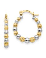 Giggles 14K Madi K w/Rhodium Beaded Hoop Earrings