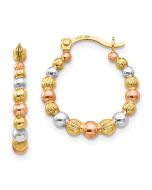 Giggles 14K w/Rose and White Rhodium Madi K Beaded Hoop Earrings