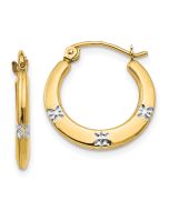Merry Bug 14K Madi K w/Rhodium Flowers Hollow Hoop Earrings