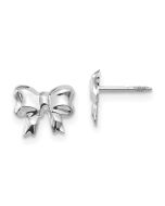 Minnie Wink 14k White Gold Madi K Rhodium-plated Bow Screwback Post Earrings