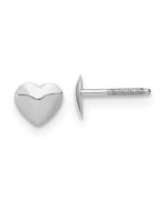 Sunbeam Buddy 14k White Gold Madi K Rhodium-plated Heart Screwback Post Earrings