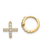 Sunny 14K Madi K Polished CZ Cross Hinged Hoop Earrings