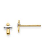 Peanut 14K Two-tone Madi K Polished Cross Post Earrings