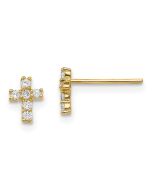 Cricket Bean 14K Madi K Polished CZ Cross Post Earrings