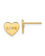 Huggy Shine 14k Madi K Polished Love CZ Heart Post Earrings
