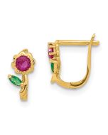 Luna 14k Madi K Polished Red & Green CZ Flower Hoops