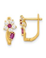 Buddy 14k Madi K Red & Clear CZ Flower Hinged Earrings