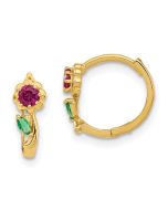 Buddy 14k Madi K Red & Green CZ Hinged Hoop Earrings