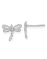Luna 14k Madi K White Gold Polished CZ Dragonfly Post Earrings