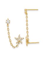 Minnie Bug 14k Madi K CZ Double Post w/Chain Starfish Earring
