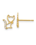 Bumble 14k Madi K Childrens Kitten w/CZ Tail Post Earrings