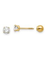 Puddle Bloom 14k Madi K Polished Reversible CZ & 4mm Ball Earrings