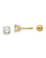 Puddle Glow 14k Madi K Polished Reversible 5mm CZ & Ball Earrings