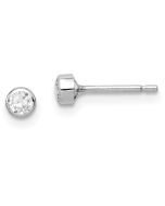 Bumble Wink 14k Madi K White Gold 3mm CZ Bezel Post Earrings