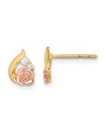 Snuggle Puff 14k Madi K Two-Tone CZ Flower Post Earrings