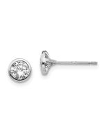 Muffin Wink 14k White Gold Madi K 5mm Bezel Set CZ Post Earrings