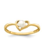 Doodle Joy 14K Madi K 3-4mm White Button Freshwater Cultured Pearl Heart Ring