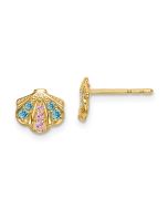 Sunbeam Puff 14k Madi K Blue & Pink CZ Seashell Post Earrings