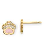 Cocoa Wink 14k Madi K CZ Pink Enamel Paw Post Earrings