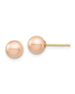Marshmallow Nook 14k Madi K 6-7mm Pink Round Freshwater Cultured Pearl Stud Post Earrings with Silicone Backs