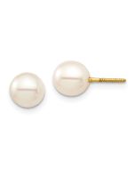 Snowflake Song 14k Madi K 6-7 White Round Freshwater Cultured Pearl Screwback Post Earrings