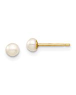 Sprout Drift 14k Madi K 3-4mm White Button Freshwater Cultured Pearl Stud Post Earrings with Silicone Backs