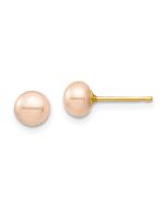 Twinkle Puff 14k Madi K 5-6mm Pink Button Freshwater Cultured Pearl Stud Post Earrings with Silicone Backs