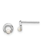 Marshmallow Cloud 14k White Gold Madi K Button Freshwater Cultured Pearl Circle Post Earrings
