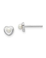 Peaches Pie 14kw Madi K White Button Freshwater Cultured Pearl Heart Post Earrings