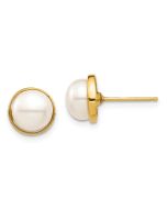 Sunbeam Song 14k Madi K 7-8mm White Button Freshwater Cultured Pearl Post Earrings with Silicone Backs