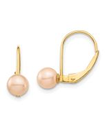 Minnie Wink 14k Madi K 5-6mm Pink Round Freshwater Cultured Pearl Leverback Earrings