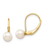 Cuddles Joy 14k Madi K 5-6mm White Round Freshwater Cultured Pearl Leverback Earrings