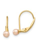 Pip Wink 14k Madi K 3-4mm Pink Round Freshwater Cultured Pearl Leverback Earrings