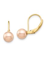 Sprinkle Buddy 14k Madi K 6-7mm Pink Round Freshwater Cultured Pearl Leverback Earrings