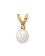 Little Puff 14k Madi K 4-5mm White Near-Round Freshwater Cultured Pearl and CZ Pendant