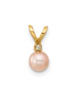 Giggly Turtle Playful Star 14k Madi K 4-5mm Pink Near-Round Freshwater Cultured Pearl and CZ Pendant